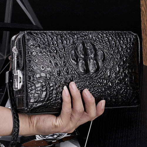 Chris & Dean Crocodile Embossed Anti-Theft Leather Clutch